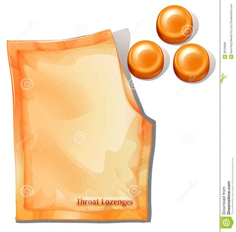 pack  orange throat lozenges stock vector illustration  medicine pack