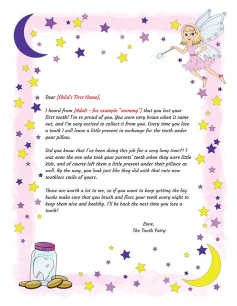 printable letters   tooth fairy printable templates