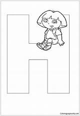 Dora Explorer Letter Alphabet Sitting Pages Coloring Color sketch template