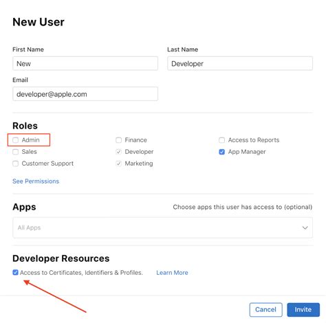 adding users  apple developer account