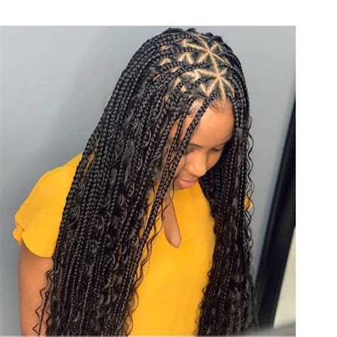 Triangle Center Parts Box Braids Wig For Black Women Cornrows Etsy