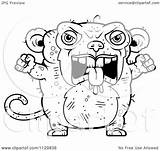 Monkey Ugly Angry Cartoon Outlined Coloring Clipart Vector Thoman Cory Regarding Notes sketch template