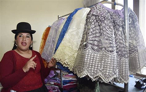 bolivia n designer eliana paco at her workshop in la paz after presenting her traditional