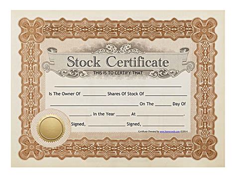 stock certificate template   word