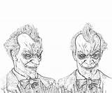 Joker Arkham Batman Sketch City Coloring Pages Face Two sketch template
