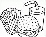 Coloring Pages Fast Food Printable Kids Foods Adults sketch template