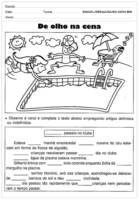 atividades de portugues  ano escola educacao