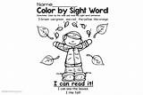 Sight Coloring Word Pages Autumn Printable Kids sketch template