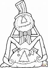 Coloring Scarecrow Pumpkin Sitting Pages Hay Clothes Man Old Drawing sketch template