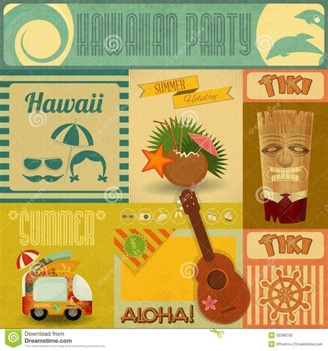 hawaii vintage card stock vector illustration of hawaii