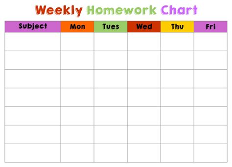 homework chart template