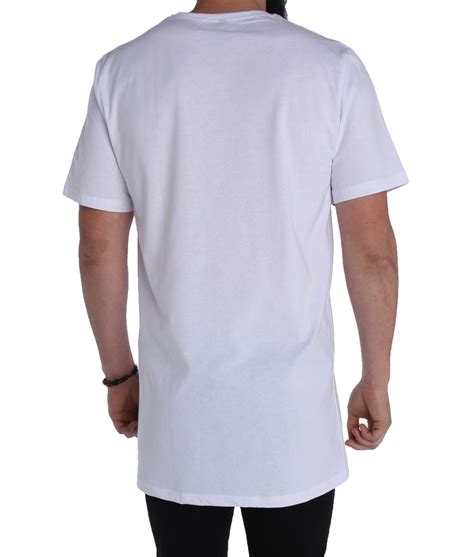 white tall tees basic plain extra long tee shirts