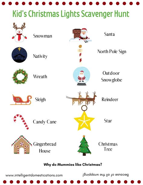 christmas light scavenger hunt list