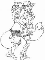 Anime Coloring Twin Pages Girl Twins Yuri Kitsune Deviantart Blackwood Template sketch template