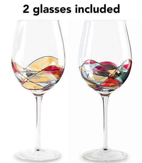 Beautiful Hand Painted Large Wine Glasses Set Of 2