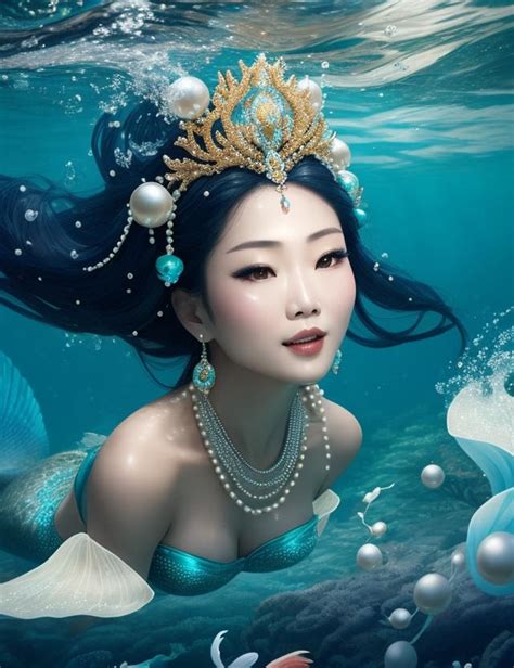 Asian Mermaid With Pearls By Angieaidigital On Deviantart