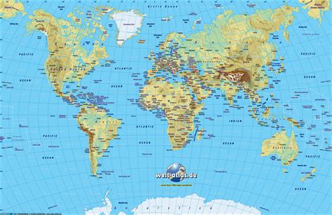 map  world physical small version general map region