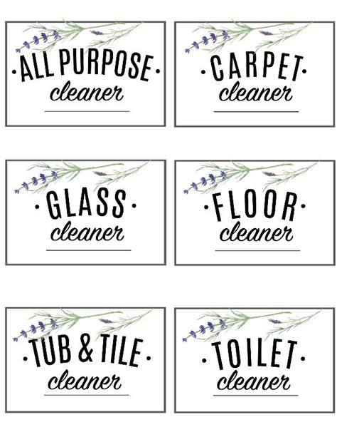 organize  style    printable cleaning labels