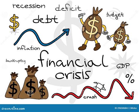 financial crisis cartoon set stock vector illustration  isolated crisis