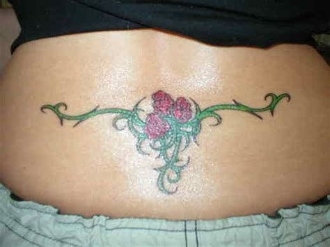 Lower Back Tattoo 102 Roses Intertwined With Green