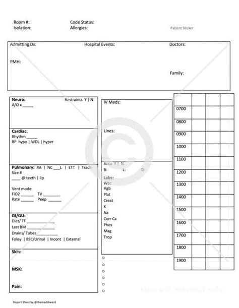 icu report sheet template  printable word searches