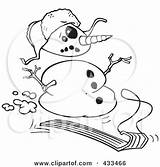 Snowman Sledding Coloring Line Illustration Royalty Toonaday Clipart Rf Friendly Cartoon Poster Print Ron Leishman Clip Clipartof sketch template