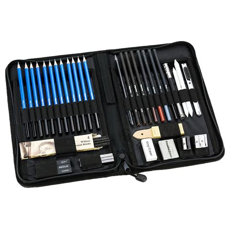 42pc professional sketching drawing set art pencil kit artists graphite