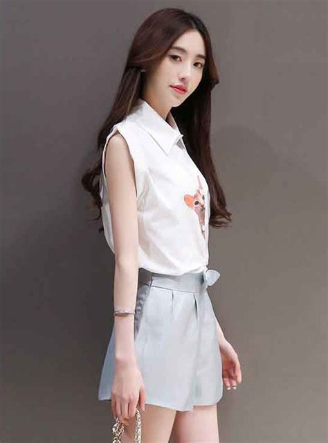 baju setelan celana pendek wanita korea modis dan casual b2928 cute