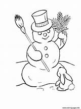 Snowman Coloring Pages Winter 12b4 Printable Rabbit Print Color Book sketch template
