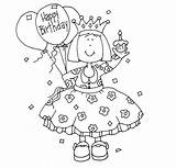 Verjaardag Birthday Girl Kleurplaat Meisje Coloring Digi Kleurplaten Pages Kinderen Voor Zus Stamps Digital Stamp Stempels Dolls Colouring sketch template