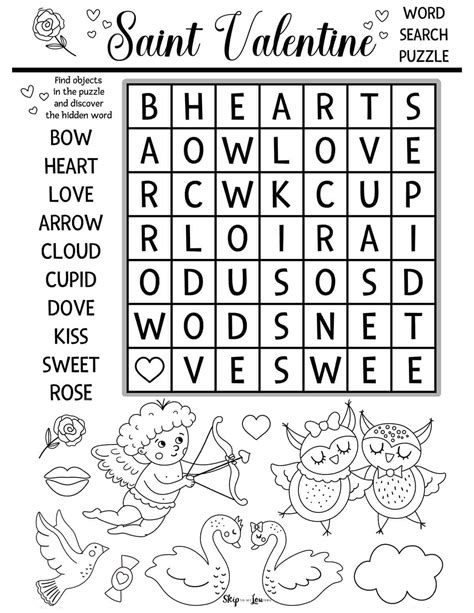 valentines day word search printable   valentines day