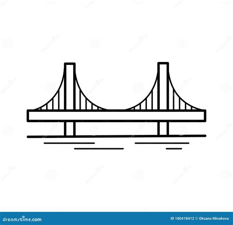 pictogram van de de bruglijn van de suspensie op witte achtergrond geisoleerd stedelijke