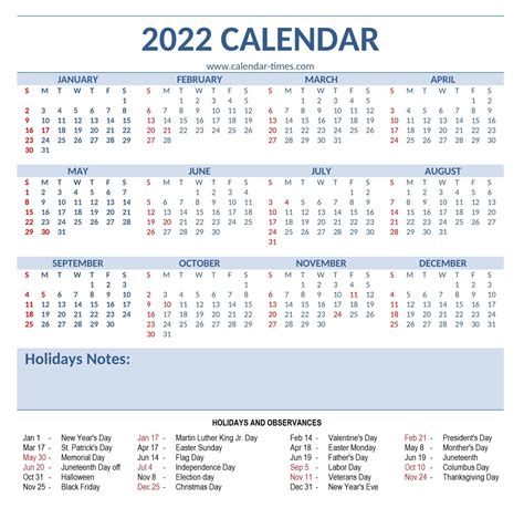 calendar printable  holidays calendar times