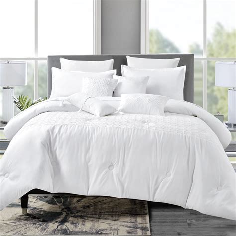 piece bedding comforter set luxury bed   bag queen size white