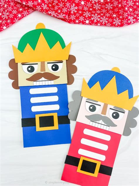 nutcracker paper bag puppet craft  kids  template christmas