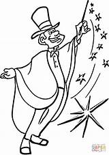 Coloring Magic Magician Circus Pages Printable Clipart Drawing Stick sketch template