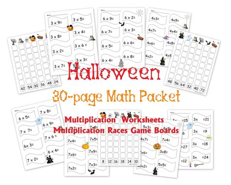page halloween multiplication packet math worksheets  games