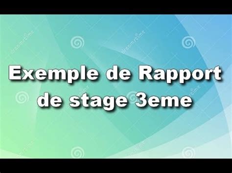 exemple rapport de stage eme youtube