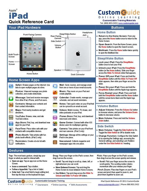 apple ipad  quick reference card  reference card