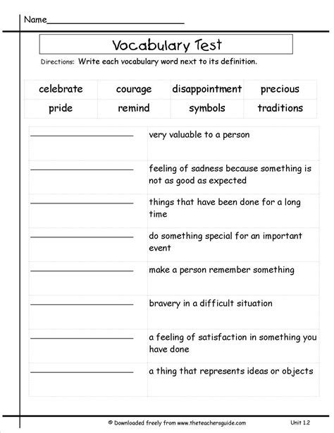 grade vocabulary worksheets printable learning   read