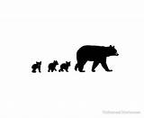 Bear Silhouette Mama Tattoo Cubs Baby Clip Grizzly Family Momma Her Sitting Cub Silhouettes Outline Tattoos Oso Landing Getdrawings Print sketch template