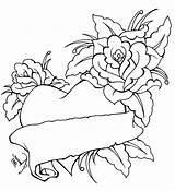 Coloring Pages Heart Roses Hearts Adults Bow Embroidery Color Adult sketch template