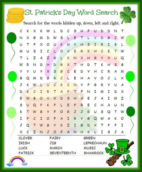 printable st patricks day word search st patricks day words st