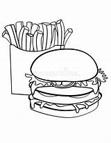 Burger Fries Drawing Decked Double Paintingvalley Food Cheese Stock sketch template