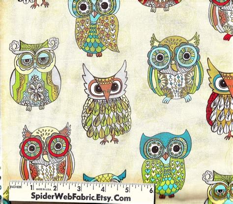fancy owl fabric owls dressed    novelty etsy owl fabric
