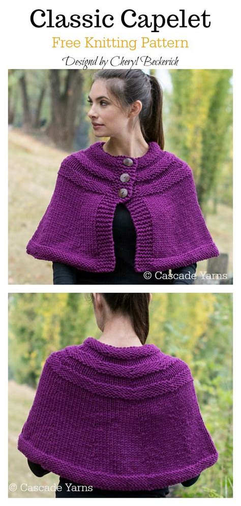 Classic Capelet Free Knitting Pattern Knitted Cape Pattern Capelet