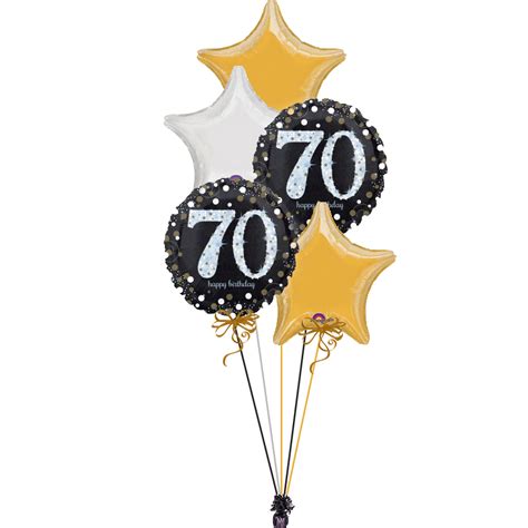 Black And Gold Age 70 Bunch Magic Balloons