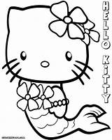 Kitty Mermaid Hello Coloring Pages Print sketch template