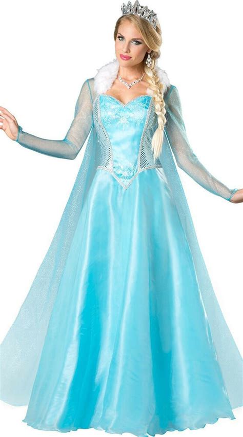 Frozen Queen Princess Elsa Fancy Dress Halloween Adults Cinderella