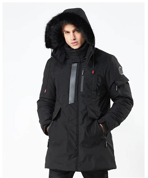 jacket long men parka long cotton coats winter warm fur hooded parkas men military multi pocket